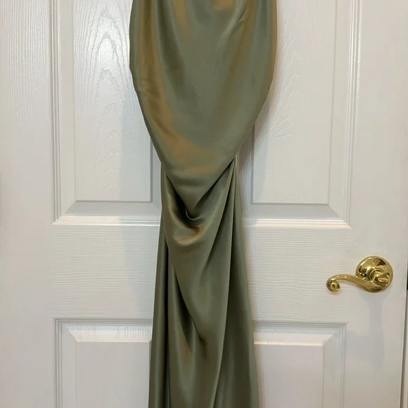 Reformation Casette Silk Dress in Artichoke Size 12 NWT - Picture 10 of 16